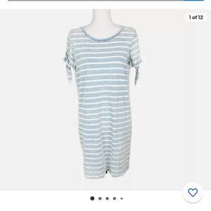 Striped dress , washed out tie sleeve‎